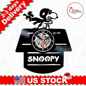 Snoopy Flying Ace Vinyl Clock Red Baron Decor Gift